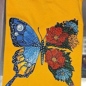Butterfly, HANDMADE, Ladies Tee, Bling T-Shirt, Rhinestone, Perfect Gift.